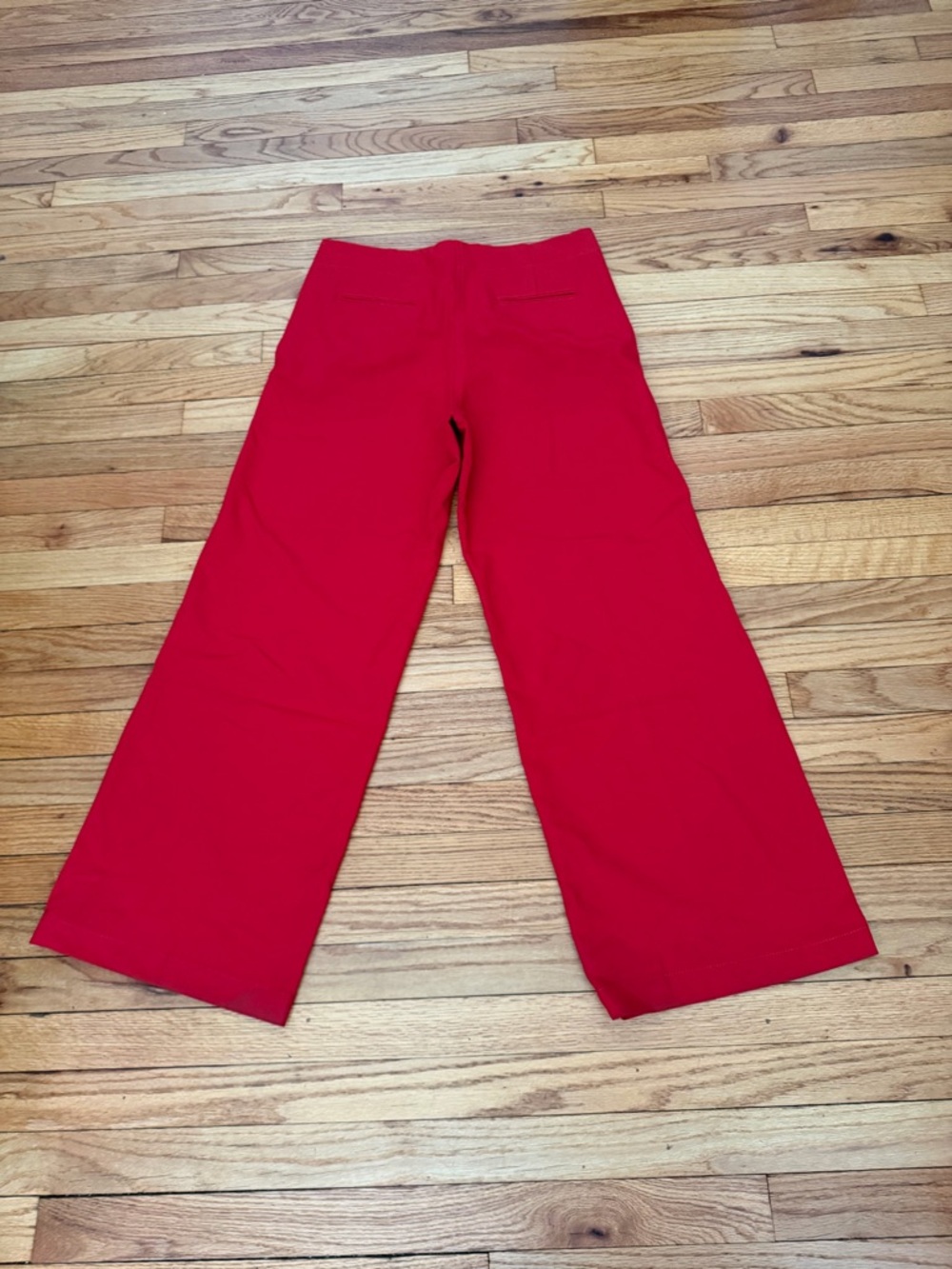 Zara High Waisted y2k Textured Wide Dress Pants vibrant L Red Trousers straight - Picture 4 of 5